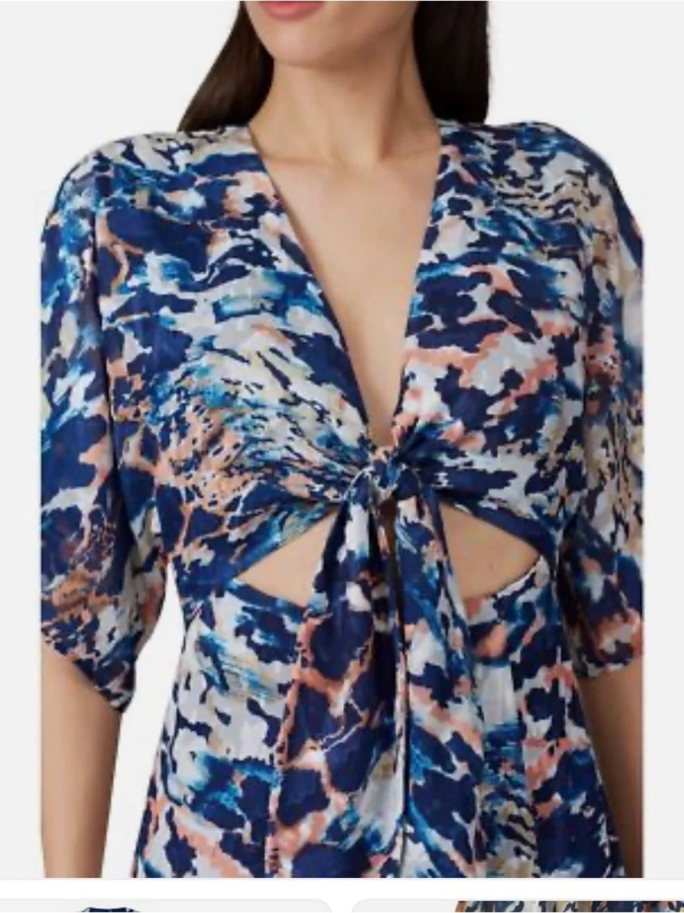 Hutch‎ Blue Floral Tie-Front Maxi Dress with Cutout